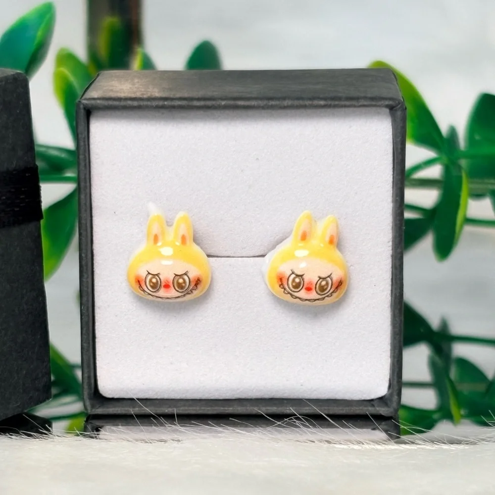 Cute‎ Yellow Monster Character Stud Earrings